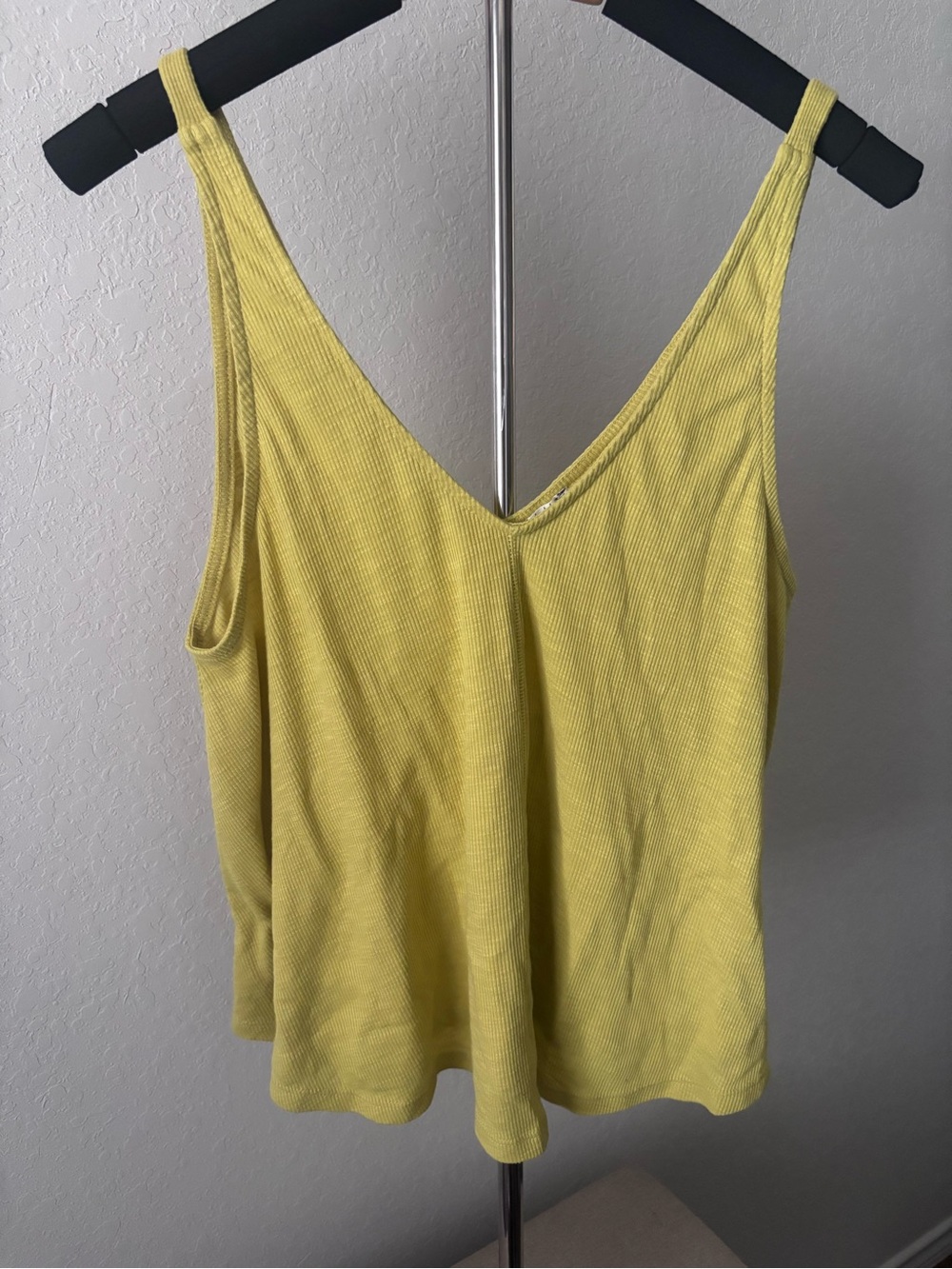 Free People Intimately Dani Swing Tank Top Yellow Ribbed Boho V-Neck Small